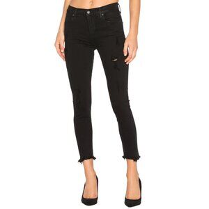 AGOLDE Sophie Crop High Rise Skinny Jeans Size 27 Washed Black Distressed